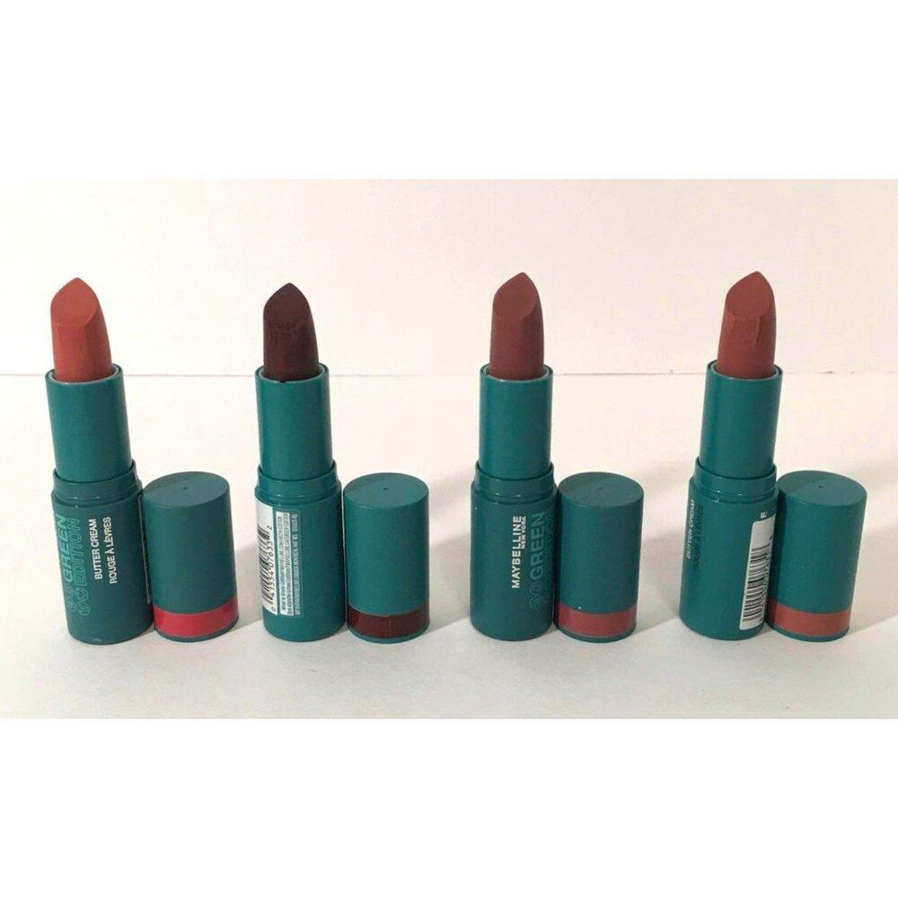 4x Maybelline Green Edition Butter Cream High Pigment Bullet Lipstick NEW